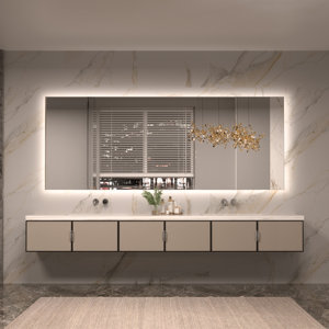 keonjinn LED Backlit Frameless Lighted Bathroom Wall Mirror Vanity Mirror Dimmable Anti-Fog ...